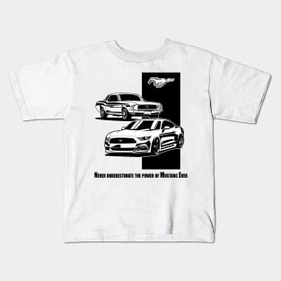 Ford Mustang first generation and latest model illustration graphics Kids T-Shirt